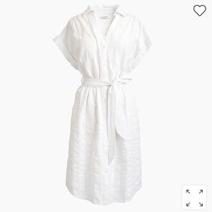 J. Crew White Button-Through Shirt Dress Tie Waist Button Down front